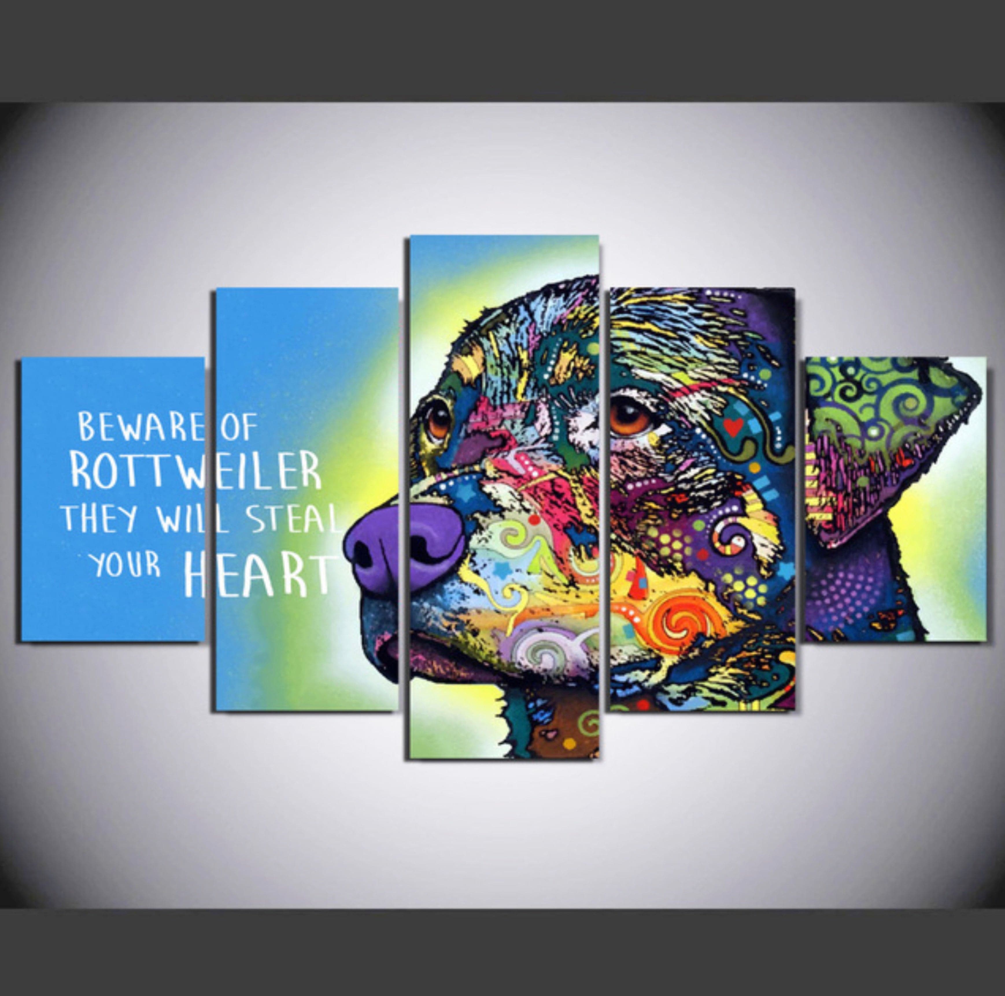 Framed 5 Panels - Dog