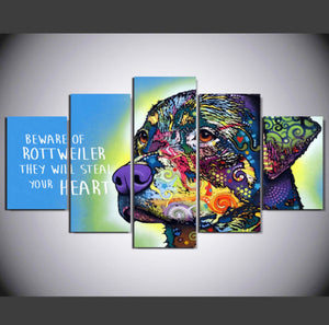 Framed 5 Panels - Dog