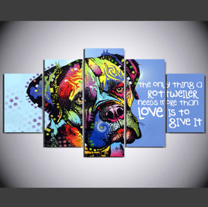 Framed 5 Panels - Dog