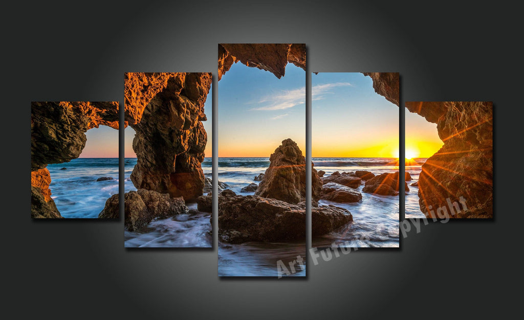 Framed 5 Panels - New Zealand Seascape