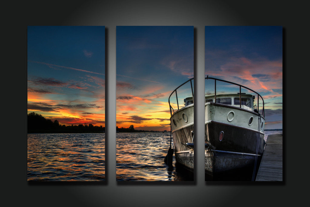 Pine Stretched  Framed 3 Panels - Seascape
