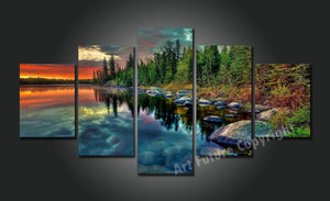 Framed 5 Panels - Landscape