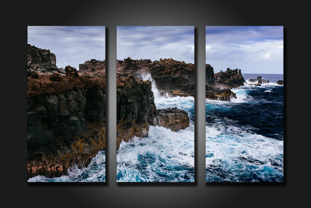 Pine Stretched  Framed 3 Panels - Seascape