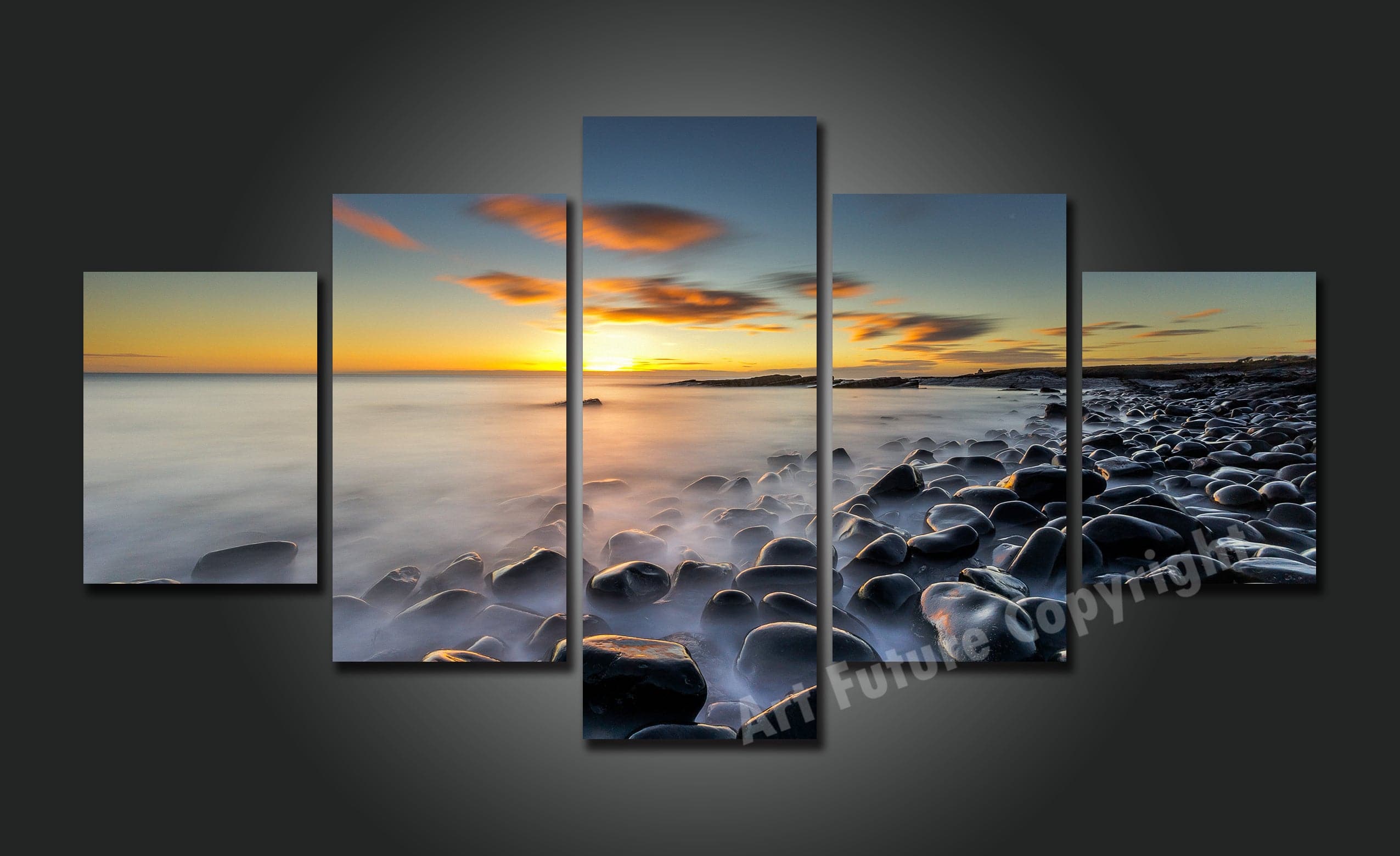 Framed 5 Panels - New Zealand Seascape