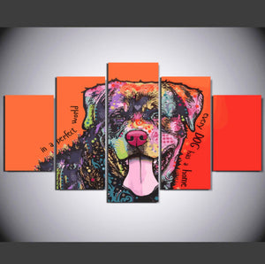 Framed 5 Panels - Dog