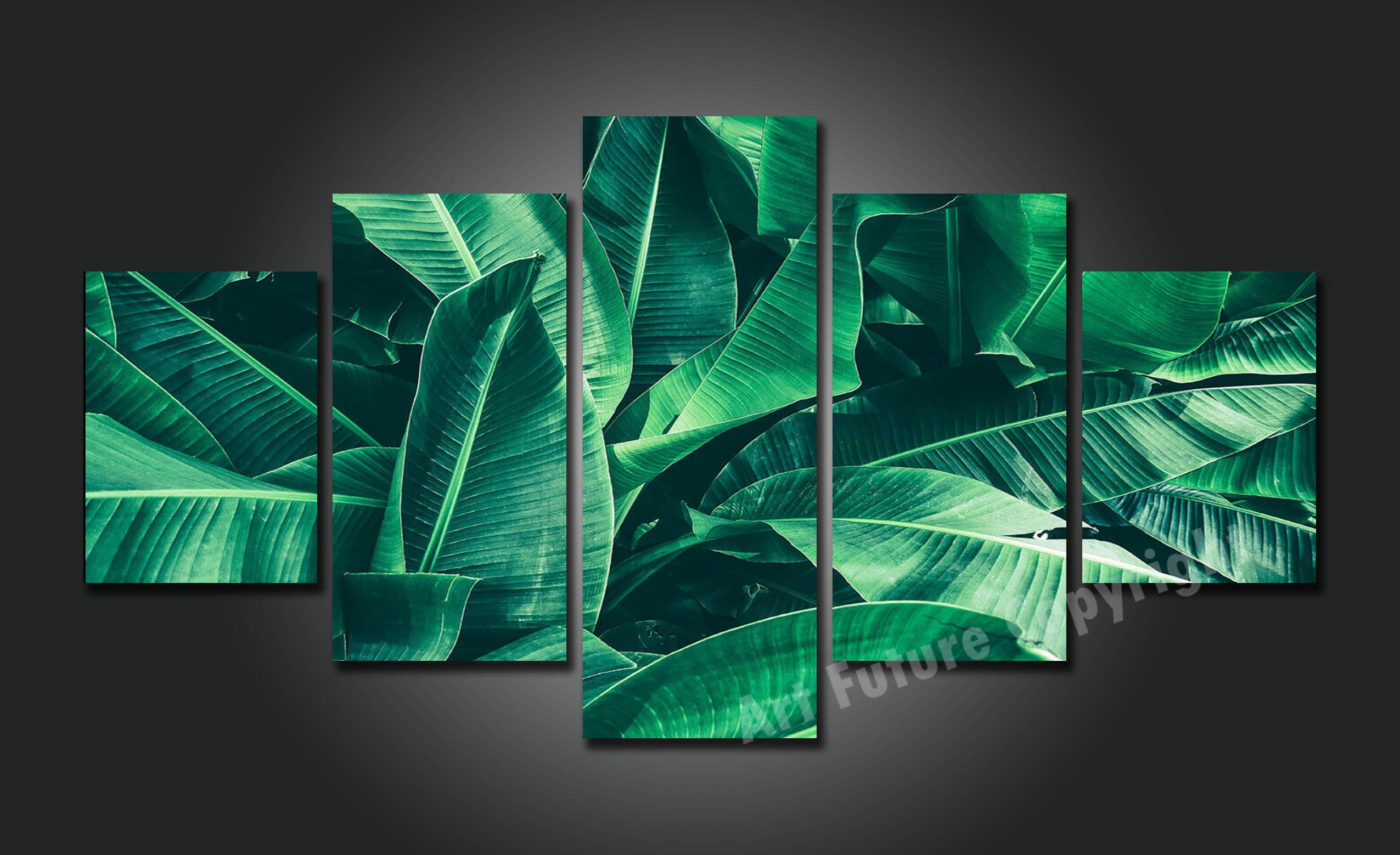 Framed 5 Panels - Banana Leaf