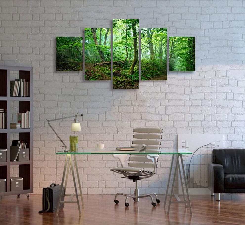 Framed 5 Panels - Forest