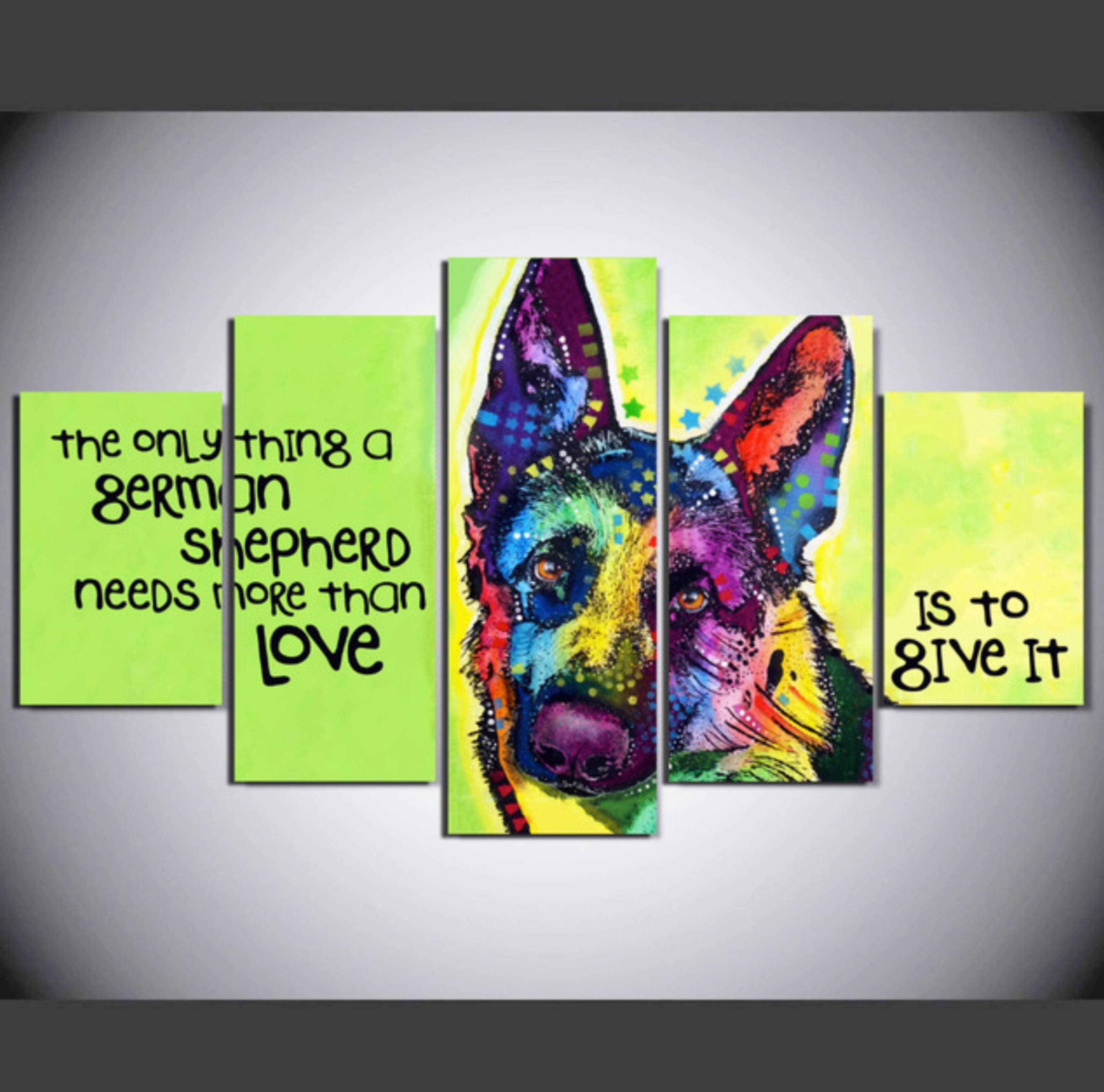 Framed 5 Panels - Dog
