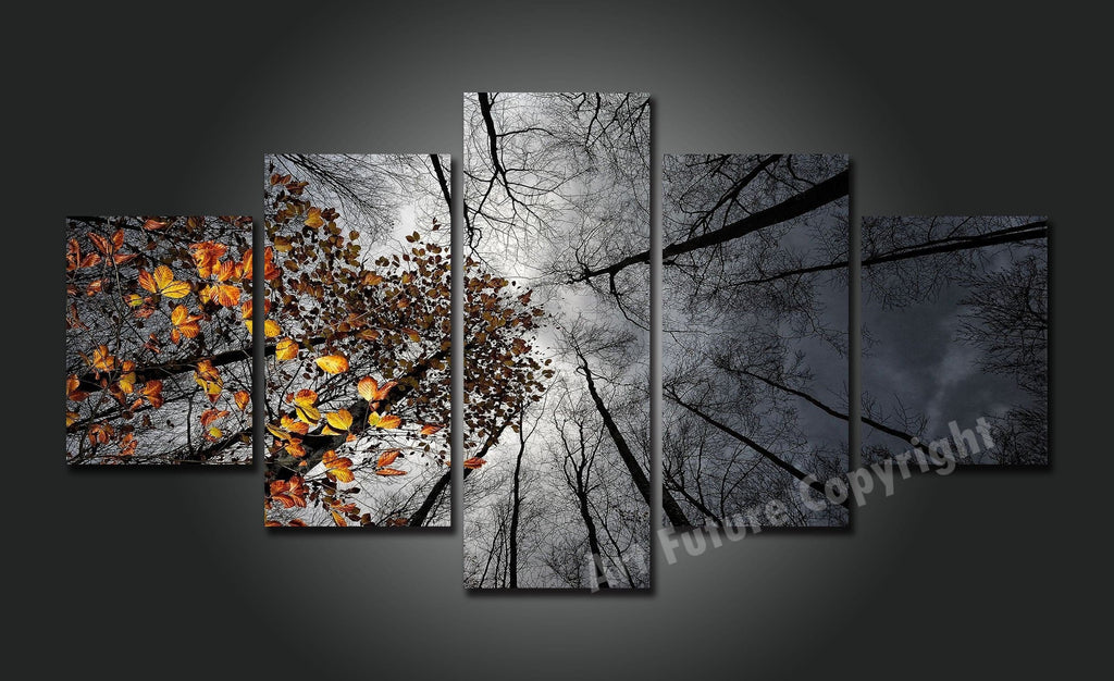 Pine Stretched  Framed 5 Panels - Tree
