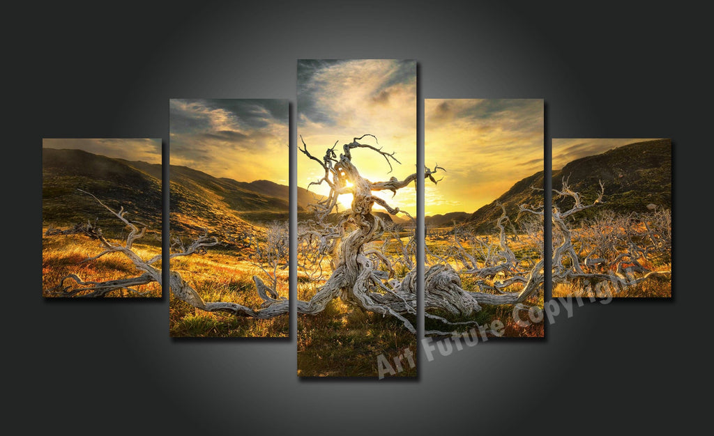Pine Stretched  Framed 5 Panels - Tree