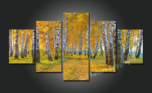 Framed 5 Panels - Golden Forest