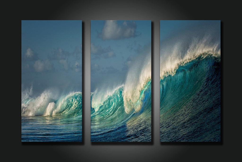 Pine Stretched  Framed 3 Panels - Wave