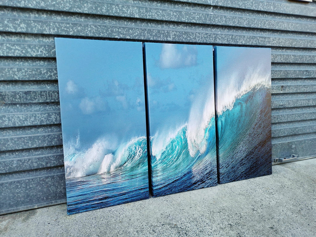 Pine Stretched  Framed 3 Panels - Finished Products - Wave