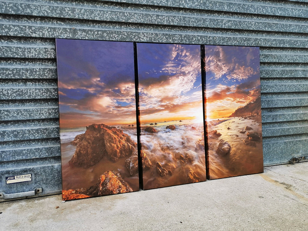 Pine Stretched  Framed 3 Panels - Finished Products - New Zealand Beach