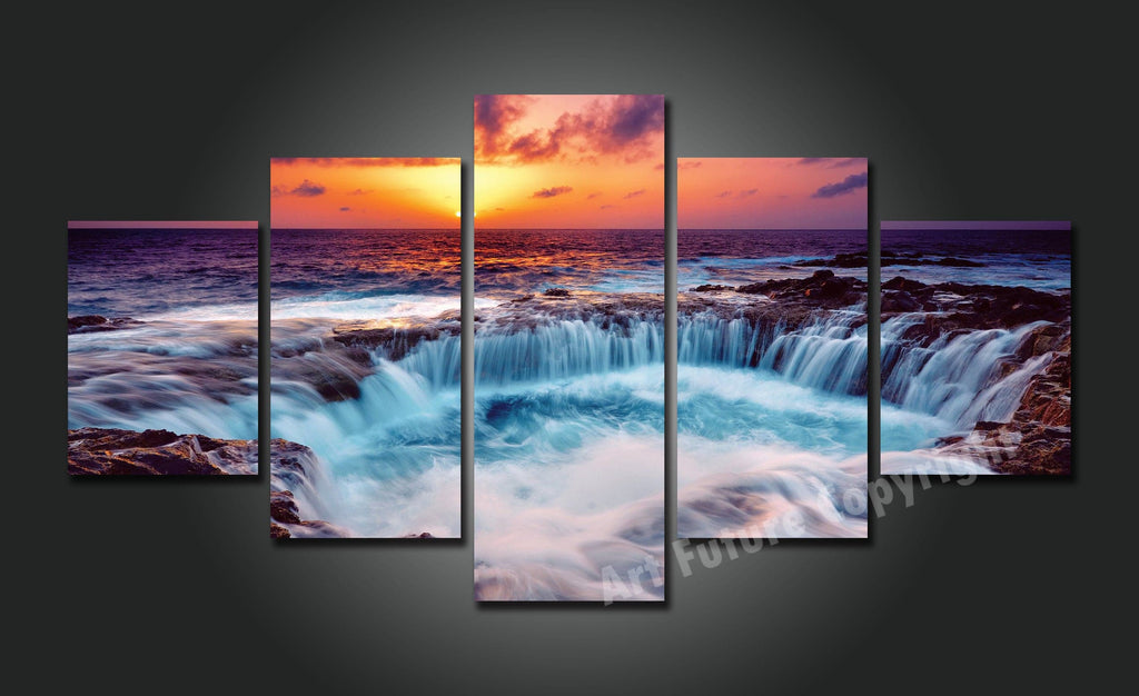 Pine Stretched  Framed 5 Panels - Seascape