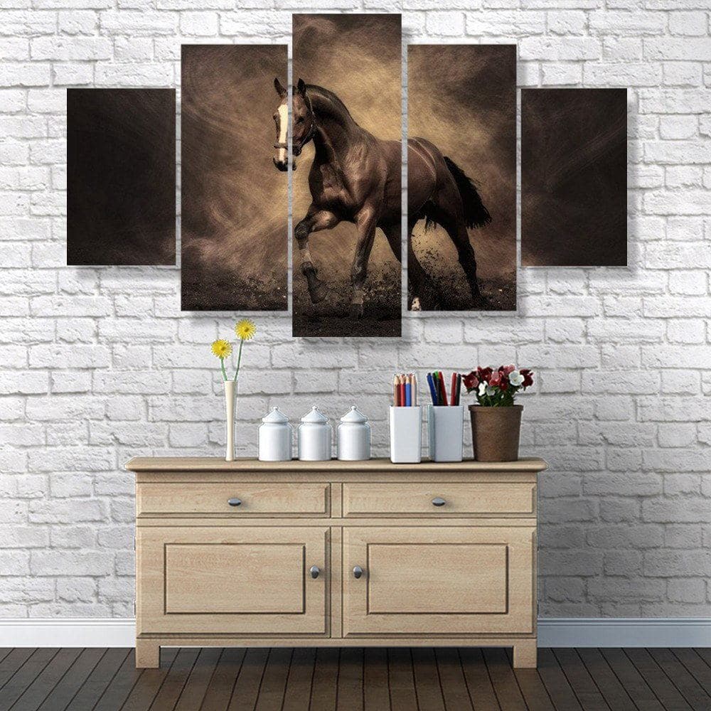 Framed 5 Panels - Horse