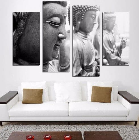 Framed 4 Panels - Buddha