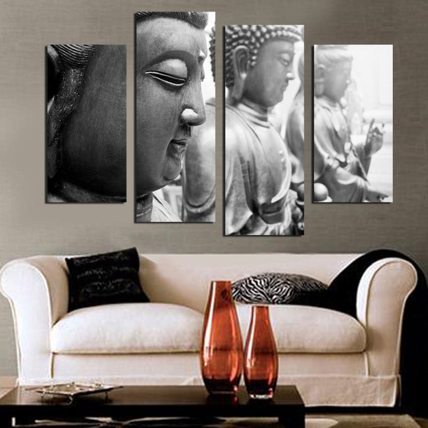Framed 4 Panels - Buddha