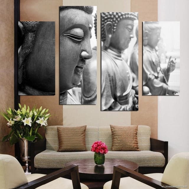 Framed 4 Panels - Buddha