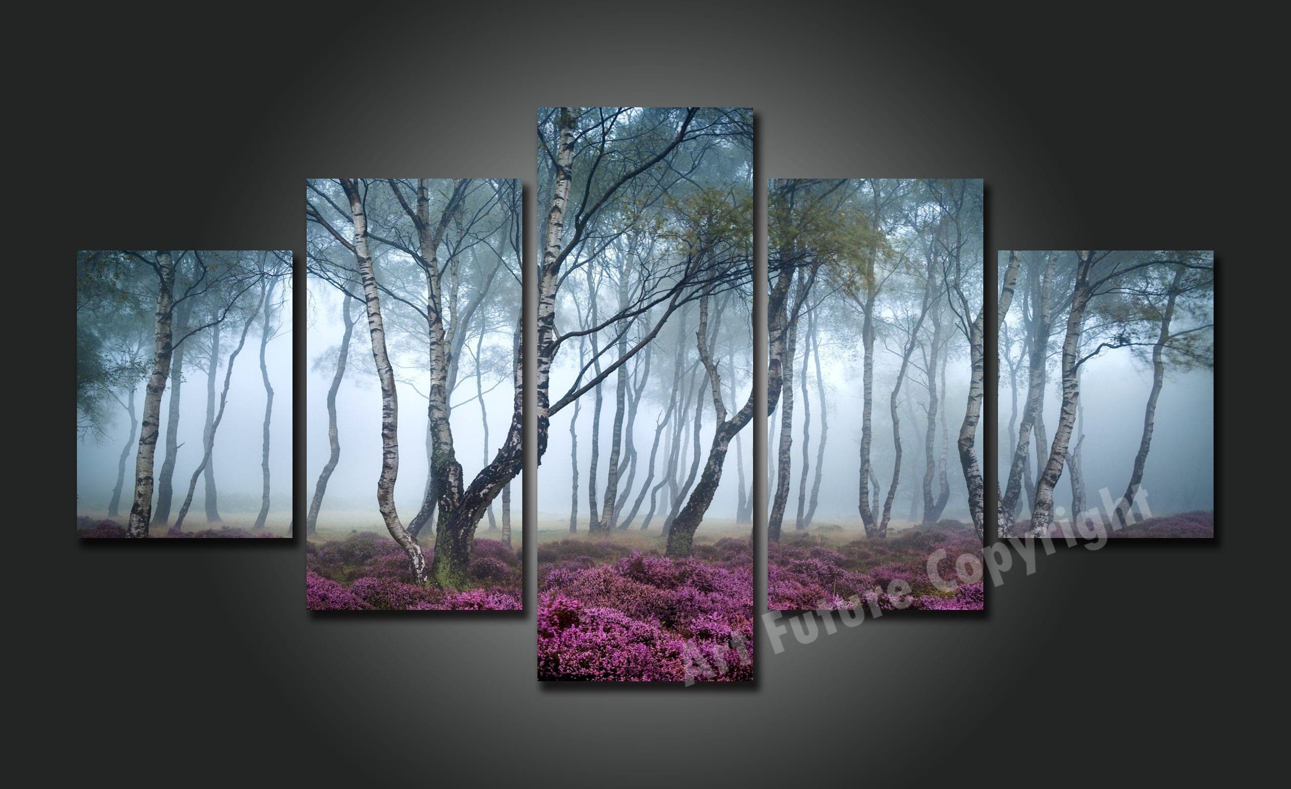 Framed 5 Panels - Forest