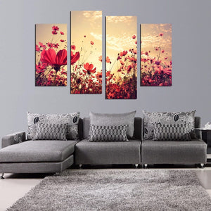 Framed 4 Panels - Flower