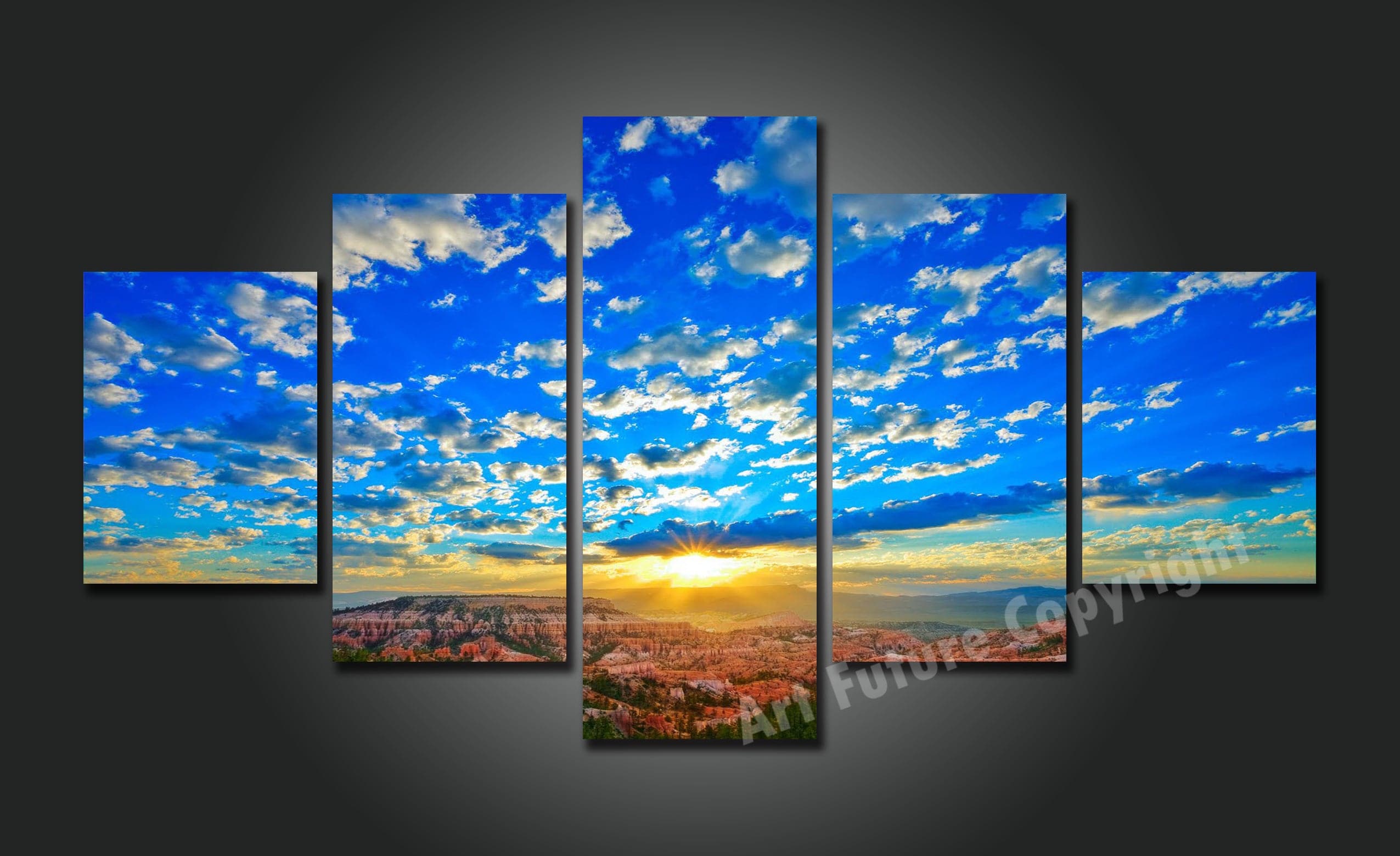 Framed 5 Panels - Sunrise