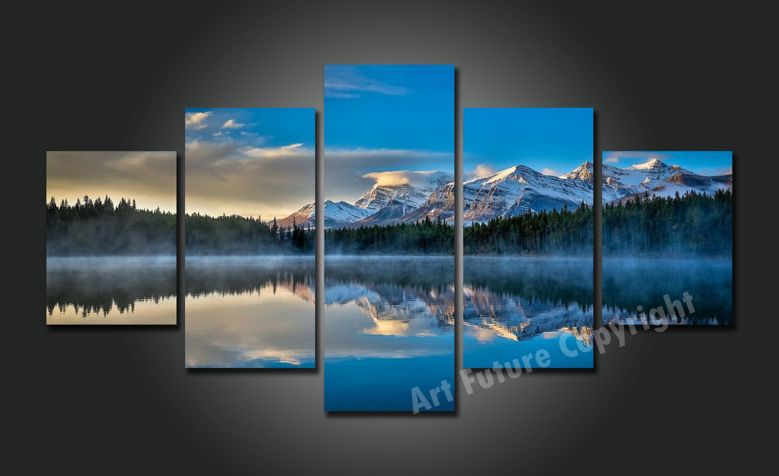 Framed 5 Panels - New Zealand Island