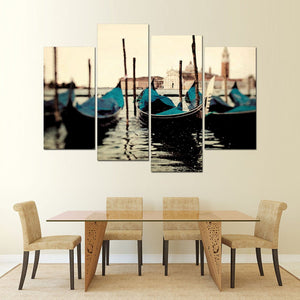 Framed 4 Panels - Boats