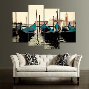 Framed 4 Panels - Boats