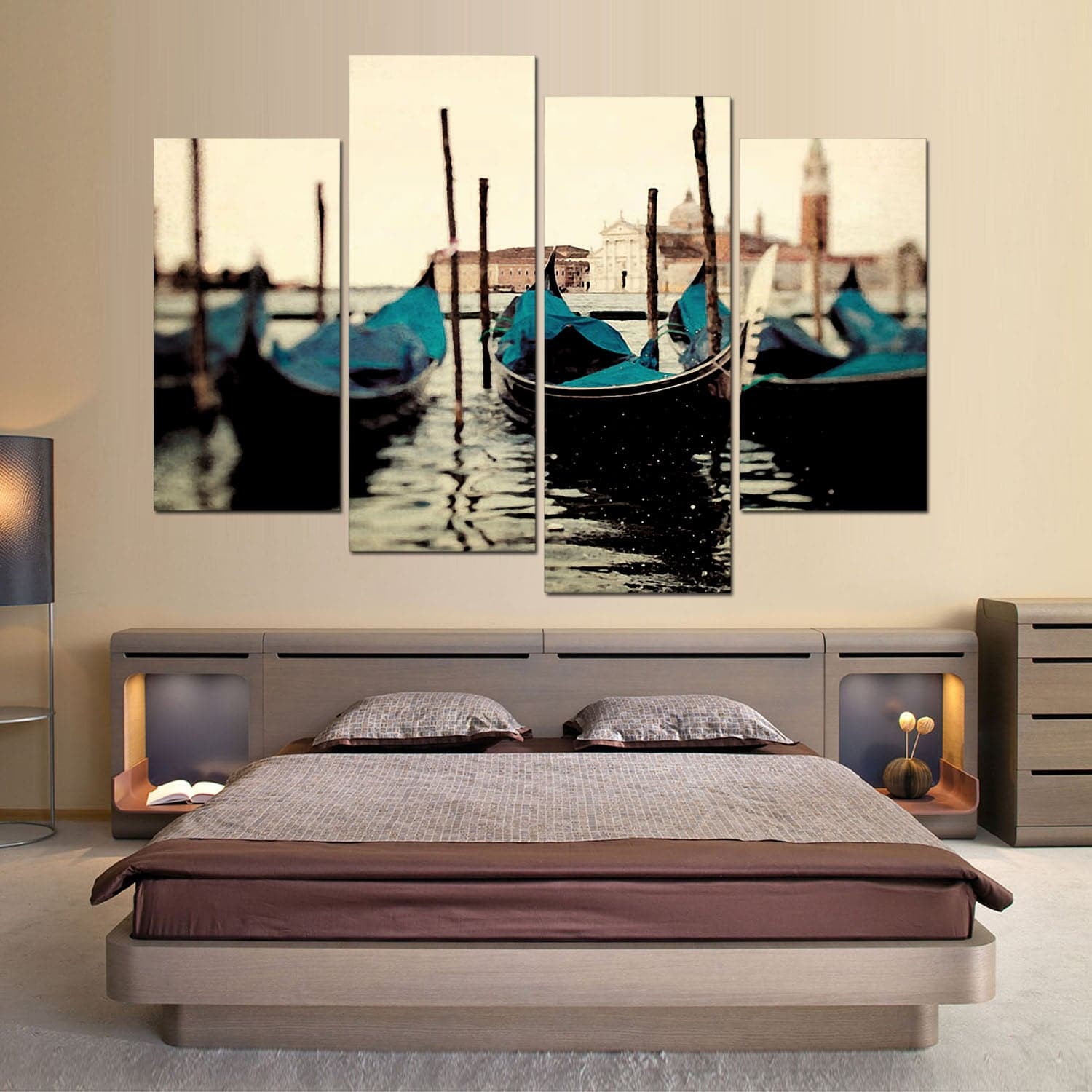 Framed 4 Panels - Boats