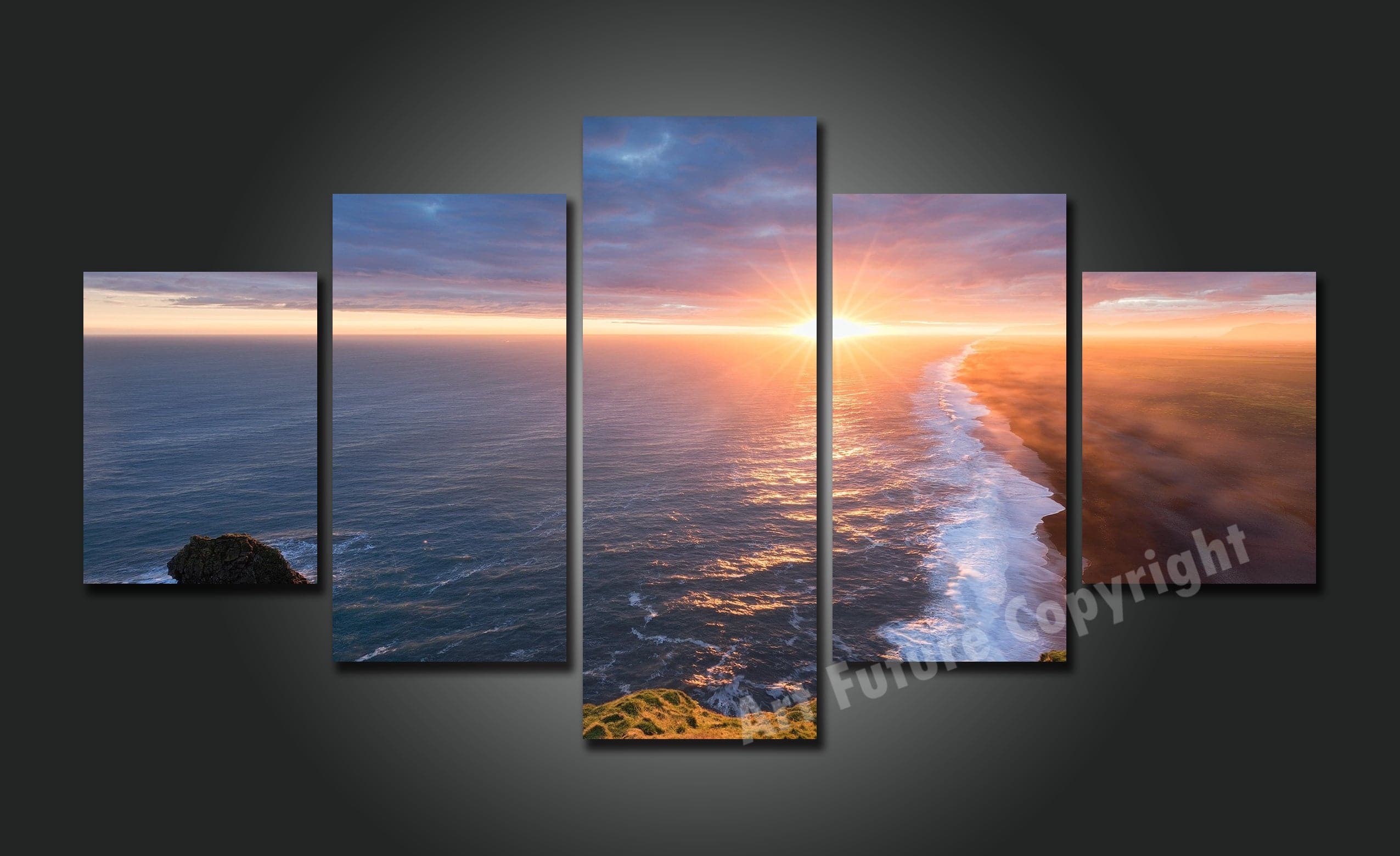Framed 5 Panels - Sunrise On Ninety Mile Beach