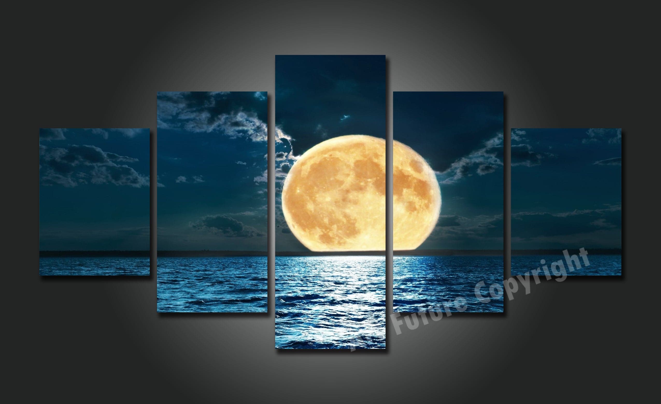 Framed 5 Panels - Full Moon