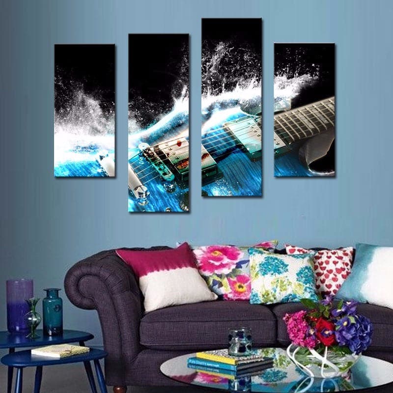 Framed 4 Panels - Guitar