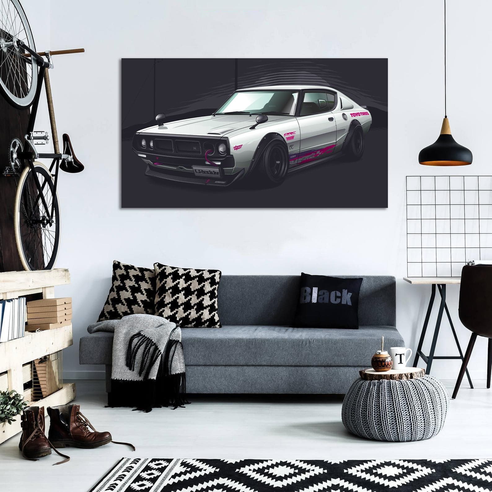 Pine Stretched  Framed 1 Panel - Nissan GTR