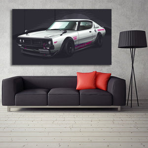 Pine Stretched  Framed 1 Panel - Nissan GTR