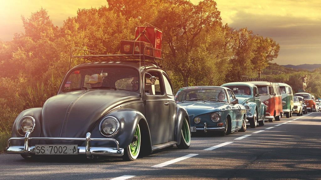 Pine Stretched  Framed 1 Panel - Classic Cars