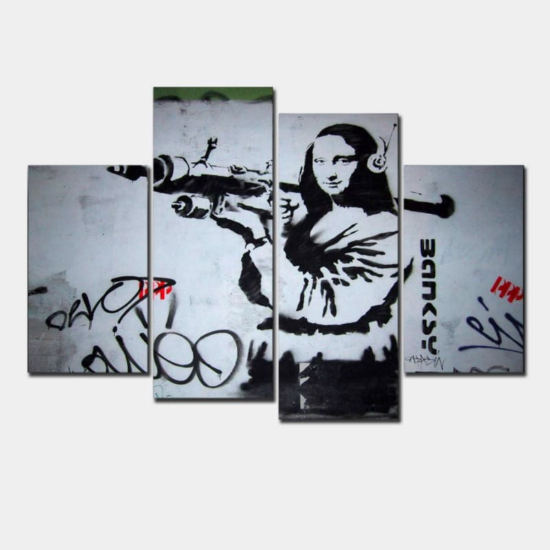 Framed 4 Panels - Banksy Art
