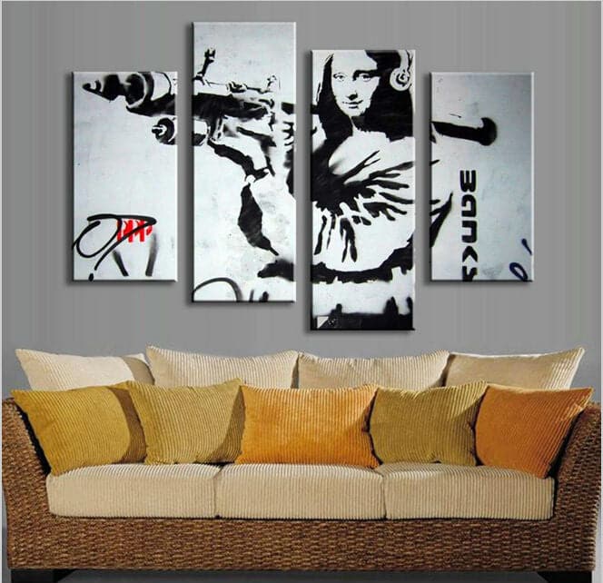 Framed 4 Panels - Banksy Art