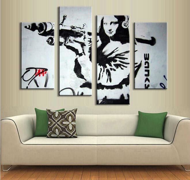 Framed 4 Panels - Banksy Art