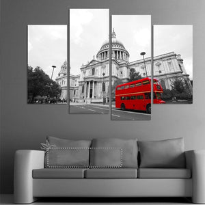 Framed 4 Panels - Flamingo