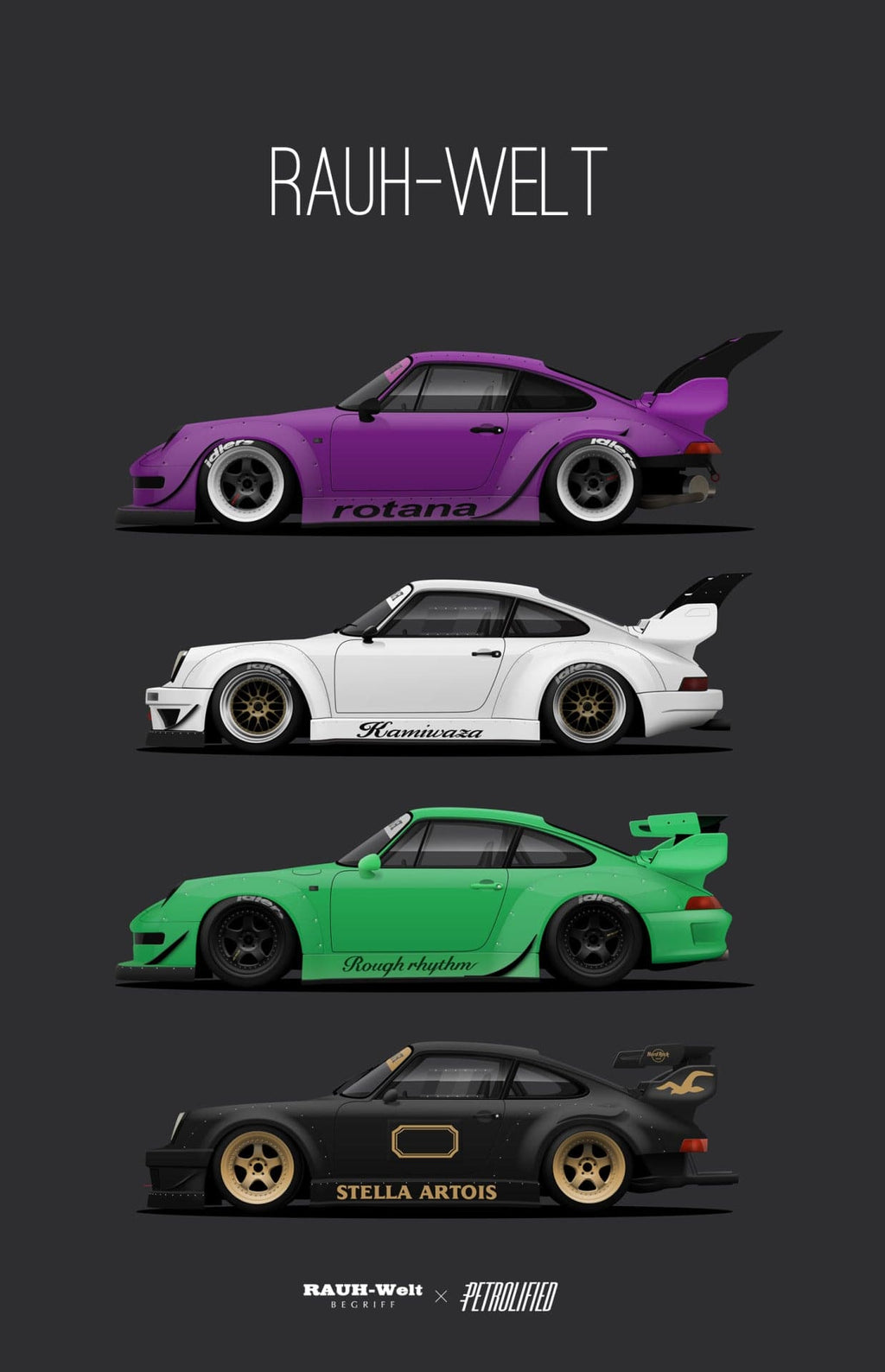 Pine Stretched  Framed 1 Panel - RWB Porsche