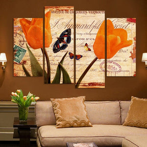 Framed 4 Panels - Flower