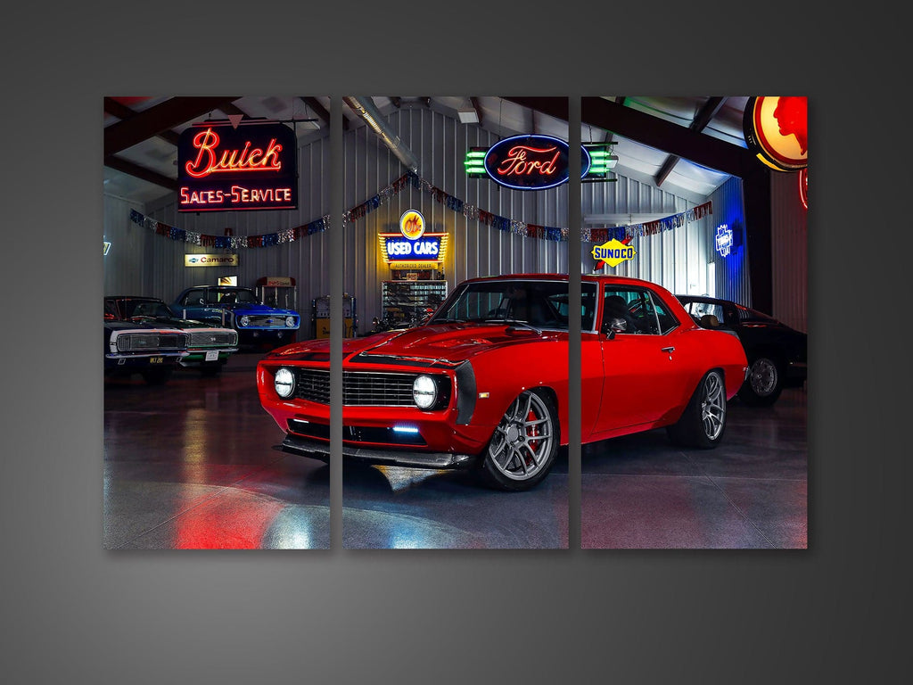 Pine Stretched  Framed 3 Panels - 69 Chevrolet Camaro