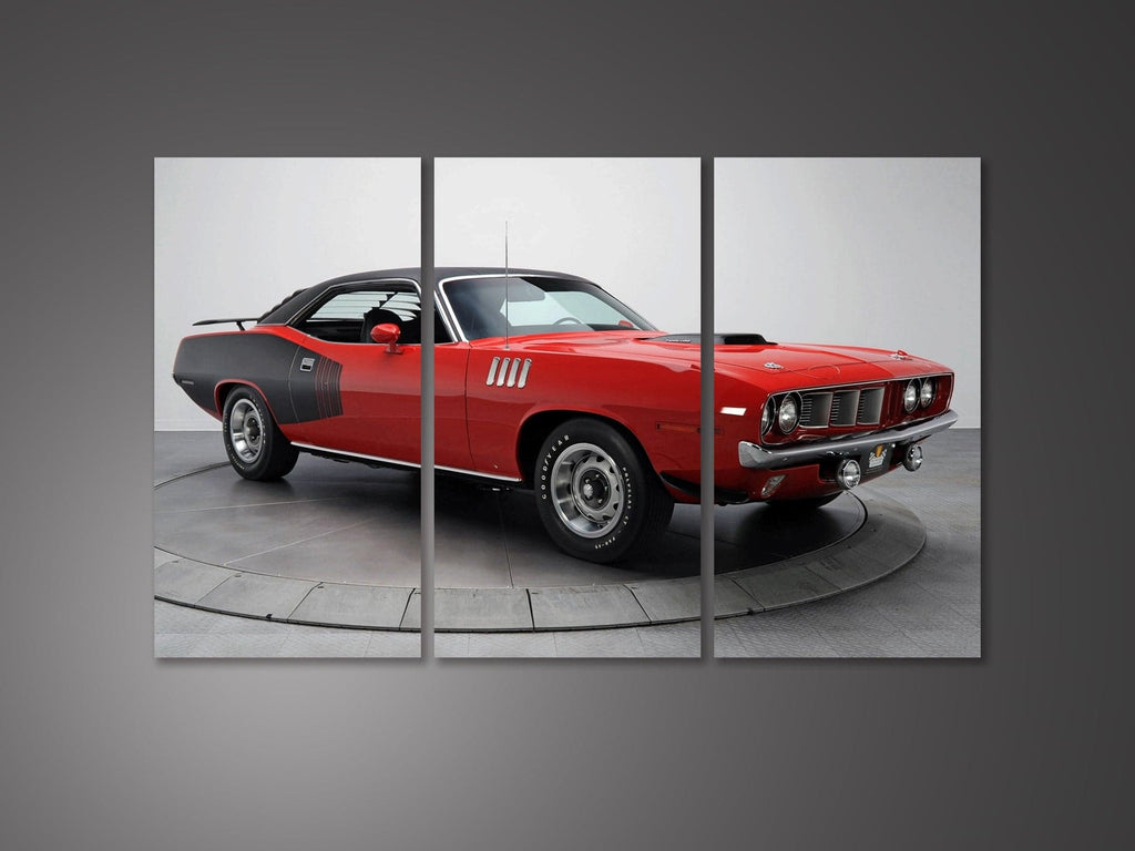 Pine Stretched  Framed 3 Panels - 1971 Plymouth Cuda