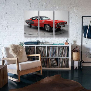 Framed 3 Panels - 1971 Plymouth Cuda