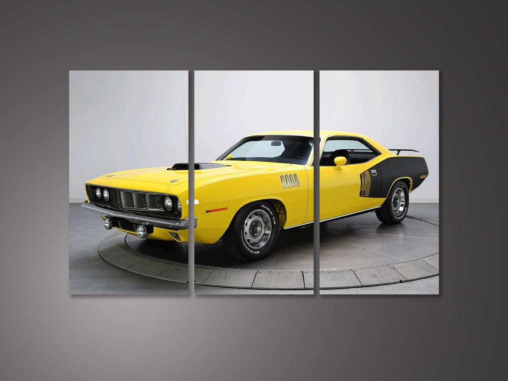 Pine Stretched  Framed 3 Panels - 1971 Plymouth Cuda