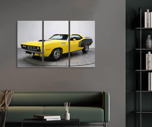 Pine Stretched  Framed 3 Panels - 1971 Plymouth Cuda