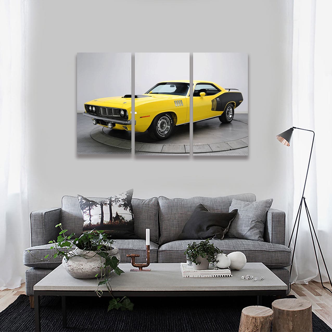Pine Stretched  Framed 3 Panels - 1971 Plymouth Cuda