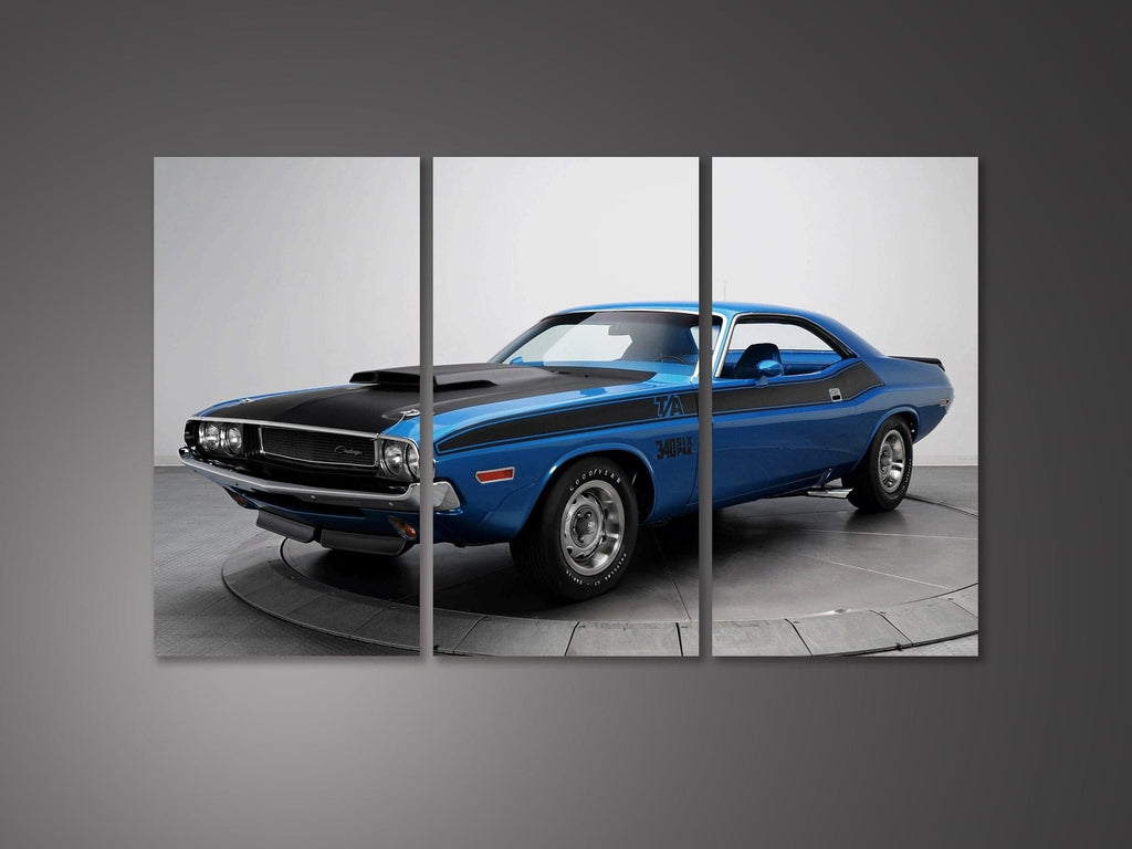 Pine Stretched  Framed 3 Panels - 1970 Dodge Challenger