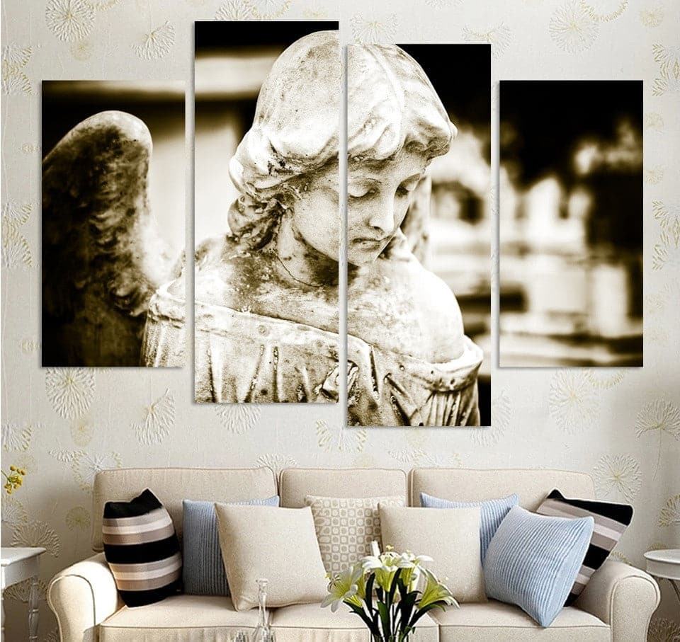 Pine Stretched  Framed 4 Panels - Angel